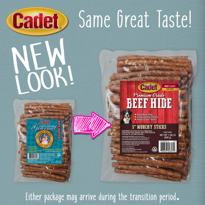 Cadet Rawhide Munchy Sticks Beef Basted Dog Treats 5" 100PCK