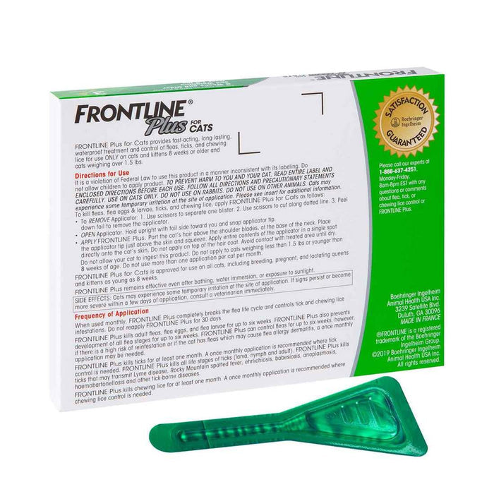 Cat Frontline Plus Cats 3 Pack Flea Tick Treatment Kills Eggs & Larvae
