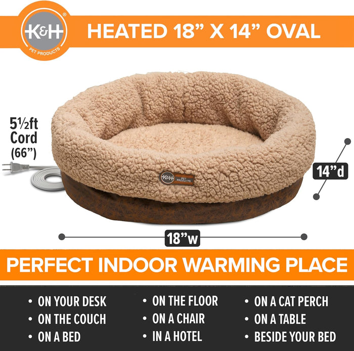 Cat K&h Heated & Small Dog Bed Thermo-snuggle Cup 18x14 Chocolate