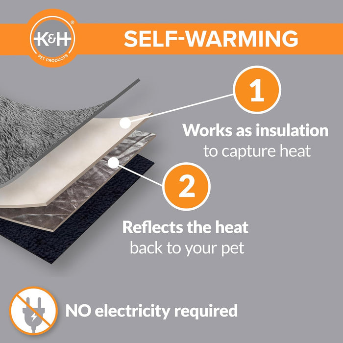 Cat K&h Self-warming & Dog Pad 21x17 Cozy Heat Reflecting Pet Bed Mat Gray/black
