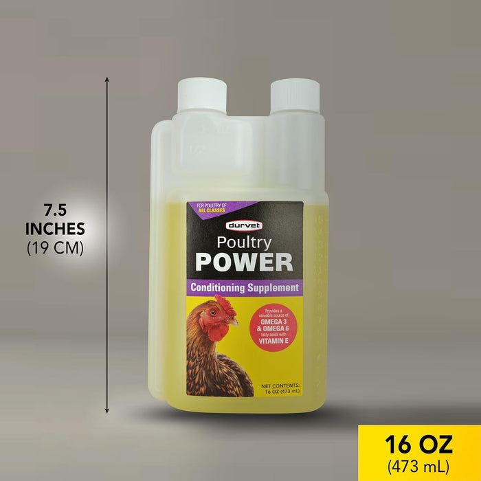 Chicken Bird Durvet Poultry Power Omega 3 6 Vitamin E Supplement Chickens Birds 16 Oz.