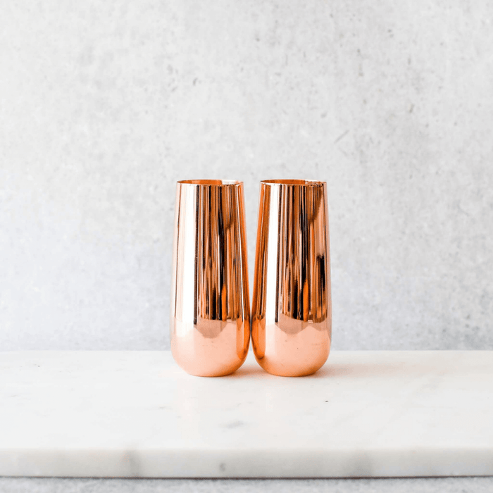 CLINQ Stemless Copper Champagne Flute - Set of 2
