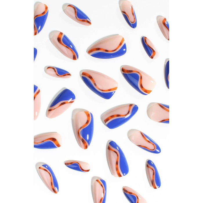 Cobalt Safari Press-On Nails | Blue, Copper & Leopard Print Nail Art | Glossy & Reusable