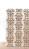 Damask Home Décor Fabric By the Metre (White/ Brown)