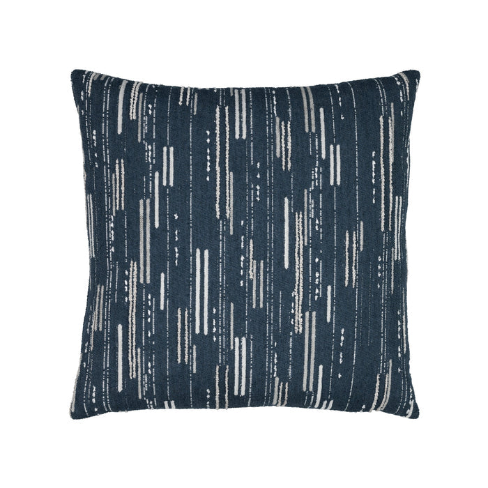 Navy outdoor pillow with vertical stripe pattern, square size for modern outdoor spaces