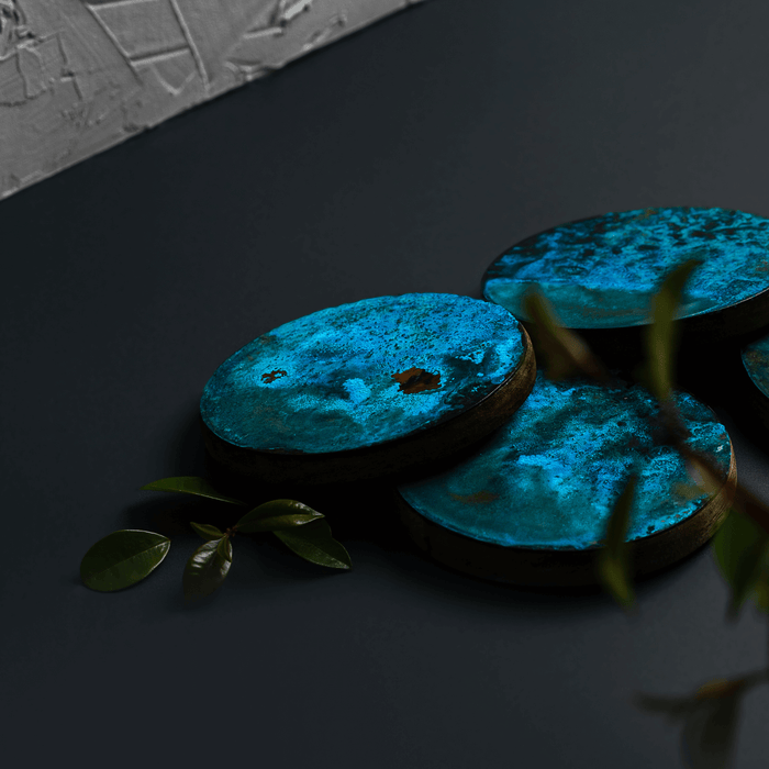 Copper Coaster Set - Blue Patina