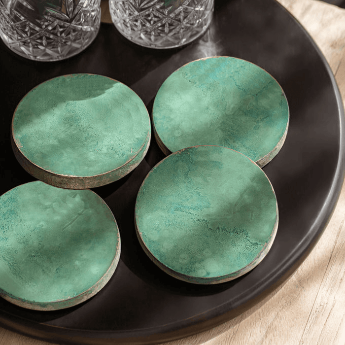 Copper Coaster Set - Green Patina