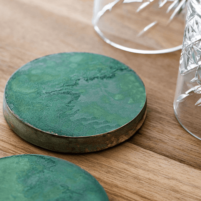 Copper Coaster Set - Green Patina