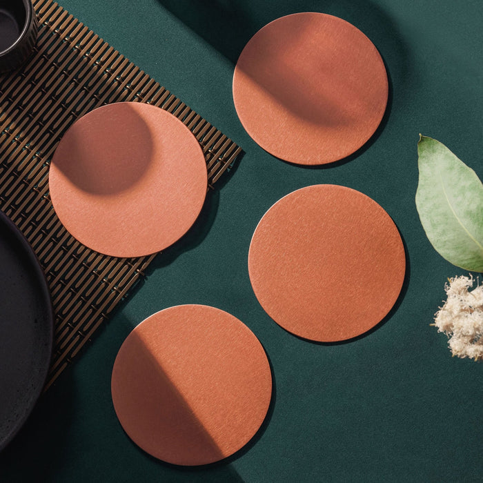 Brushed Copper Coaster Set 2mm No Engraving Empire Copper Portrait Websize