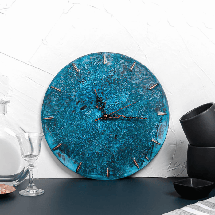 Copper Wall Clock - Blue Patina