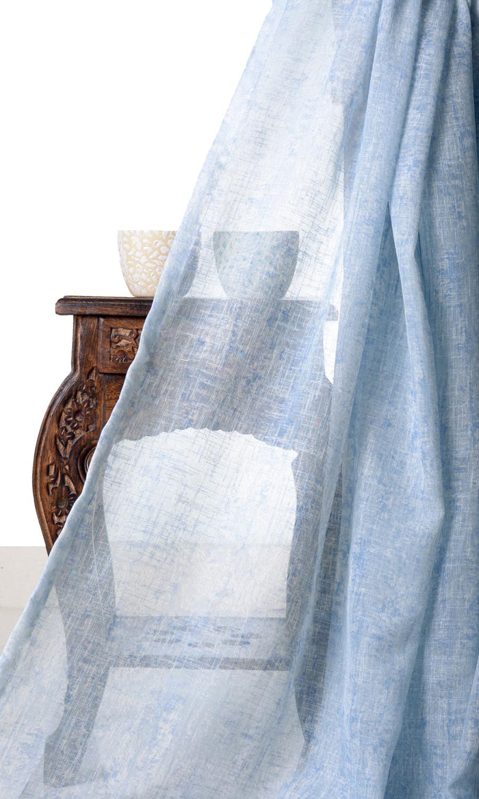 Sheer Curtain Panels for Living, Bedroom, Kitchen, Bathroom (Blue)