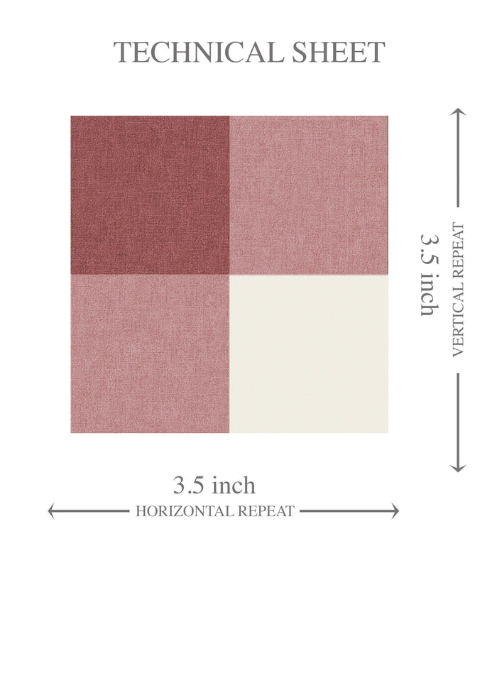 Geometric Gingham Checkered Kids Room Wallpaper (Burgundy Red)