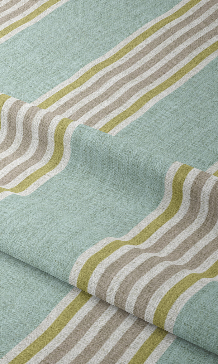 Striped Pinch Pleat, Rod Pocket, Eyelet Curtains (Turquoise Blue/ Green)