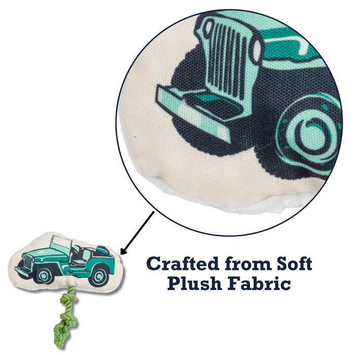 Country Living Retro Army Jeep with Squeaker & Crinkle Paper Plush Dog Toy