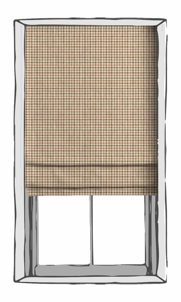 Houndstooth Drapes for Living, Bedroom, Kitchen, Bathroom (Orange & Green)