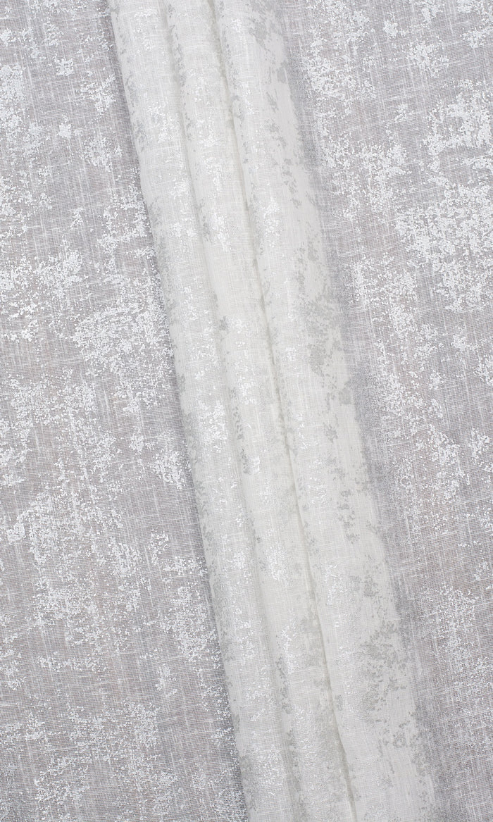Metallic Accent Semi-Sheer Pinch Pleat, Rod Pocket, Eyelet Curtains (White)