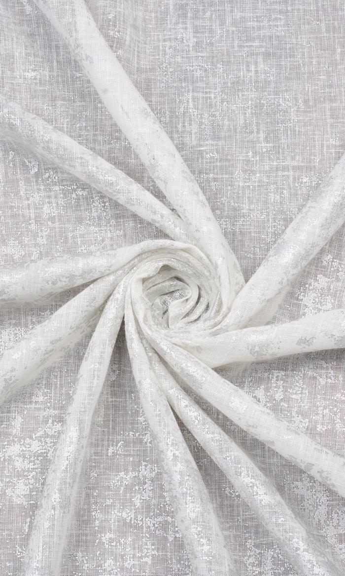 Metallic Accent Semi-Sheer Made-to-Measure Curtains (White)