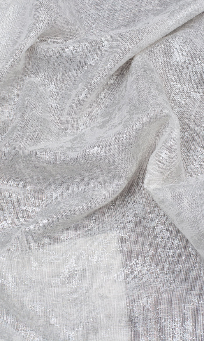 Metallic Accent Semi-Sheer Any Size Style Curtains (White)