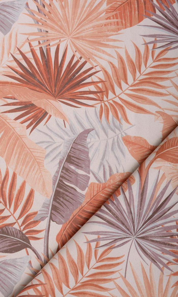 Botanical Floral Pinch Pleat, Rod Pocket, Eyelet Curtains (Burnt Orange)