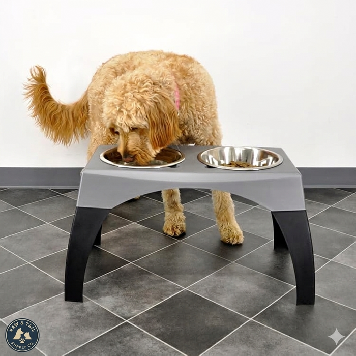 Dog Bergan Elevated Pet Feeder Large Stainless Steel Double Bowls Adjustable Legs