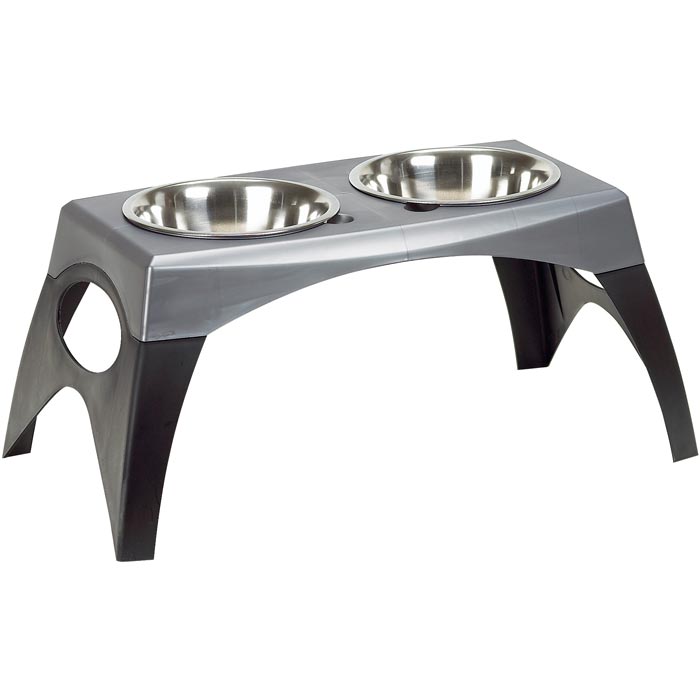 Dog Bergan Elevated Pet Feeder Large Stainless Steel Double Bowls Adjustable Legs