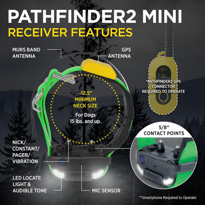 Dogtra PATHFINDER2 MINI Additional GPS Dog Tracking and Dog Training Collar Black