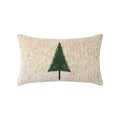 Ivory outdoor pillow with holiday tree hand sewn detail for chic outdoor decor