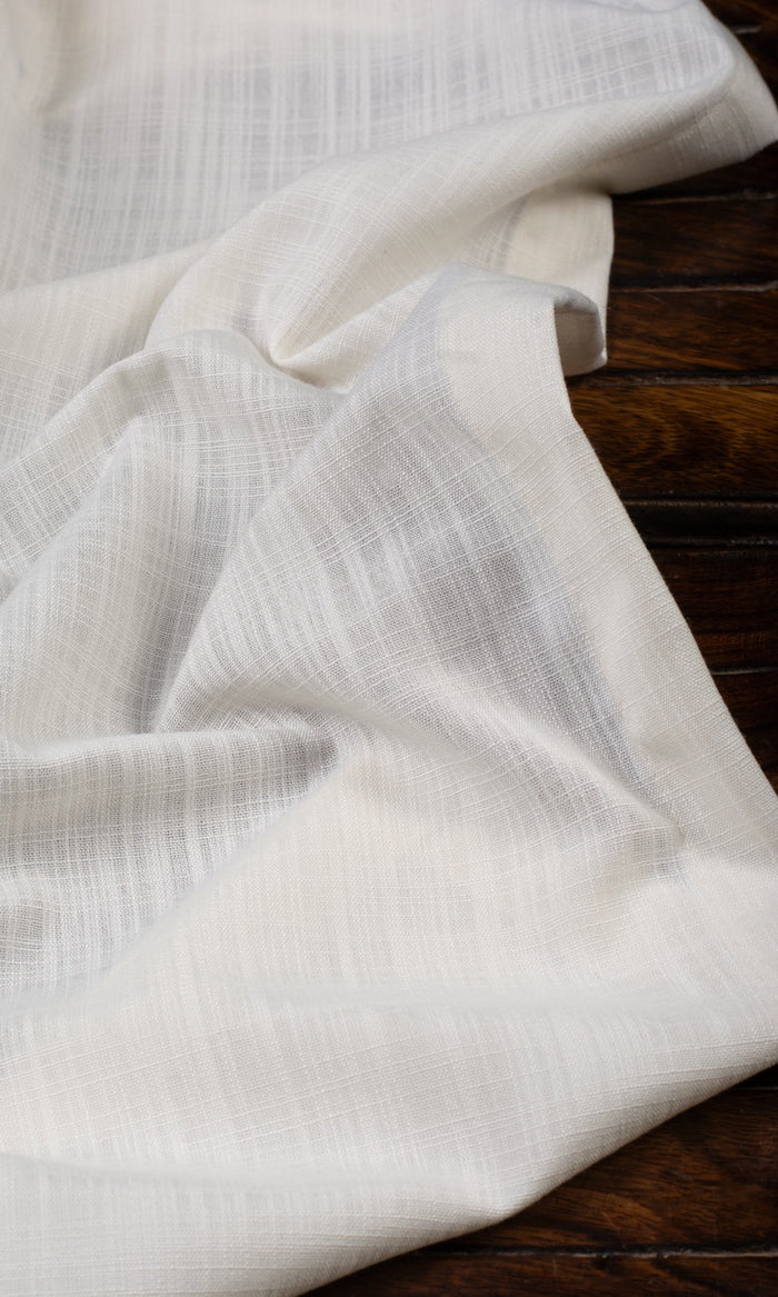 Linen-Texture Semi-Sheer Drapes for Living, Bedroom, Kitchen, Bathroom (Off-White)