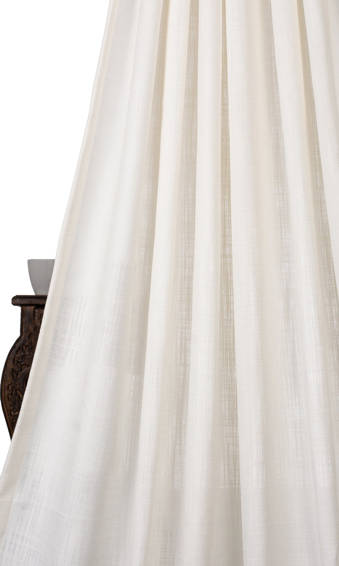 Linen-Texture Semi-Sheer Drapes (Off-White) Extra Long Short Wide