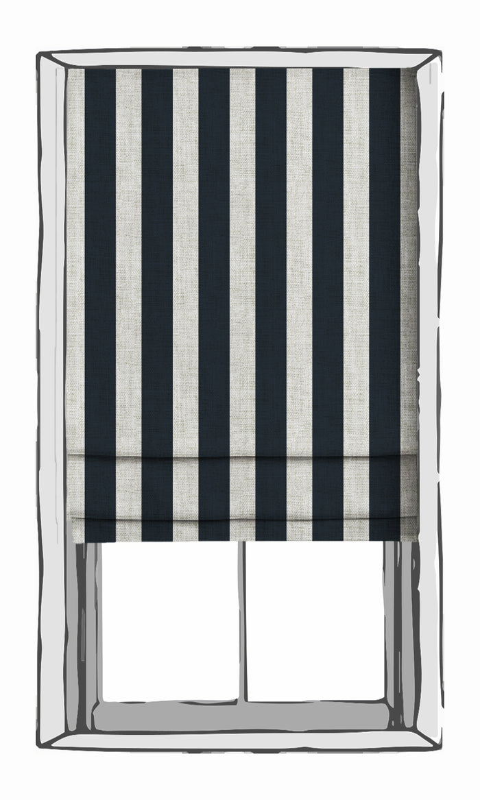 Striped Print Fabric Material By the Metre (Blue/ White)