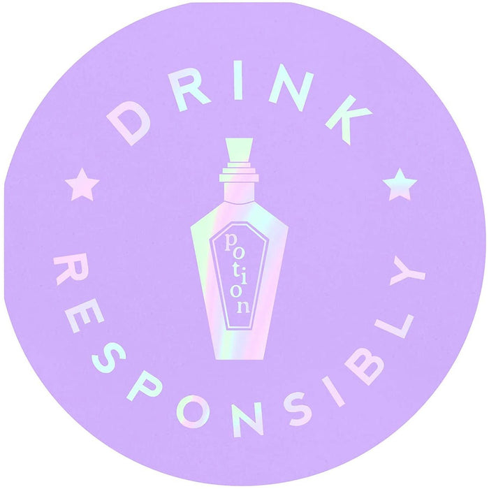 Drink Responsibly Silver Iridescent Potion Round Party/Beverage/Cocktail Napkins