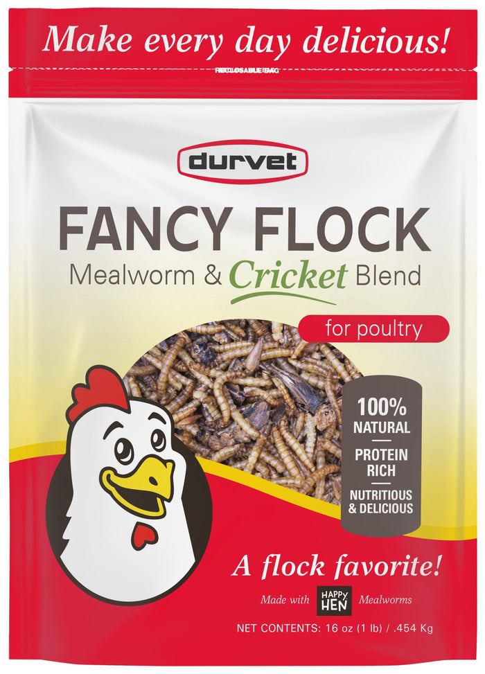 Durvet Fancy Flock Mealworm & Cricket Bird Treats High Protein Chicken Treats 16 oz.