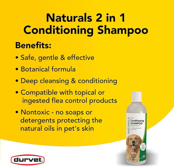 Durvet Naturals 2-in-1 Conditioning Shampoo for Pets 17 oz.