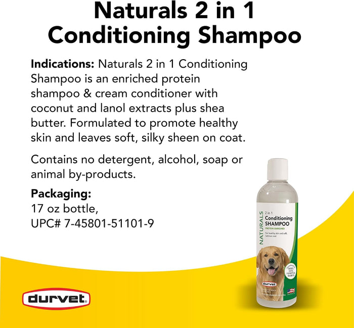 Durvet Naturals 2-in-1 Conditioning Shampoo for Pets 17 oz.