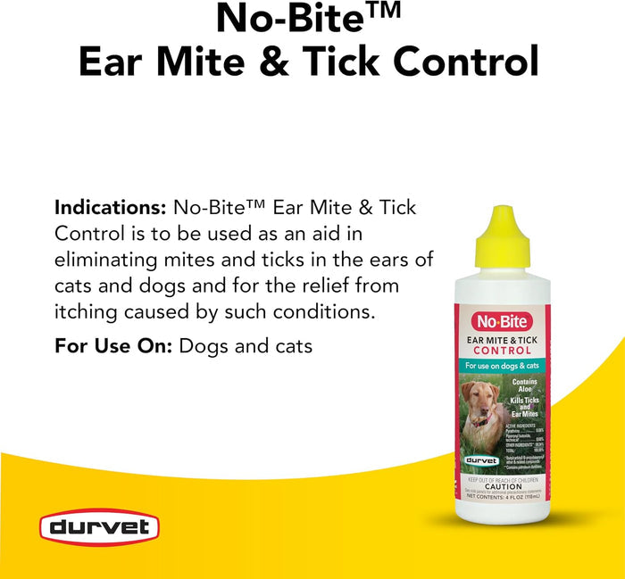 Durvet No-Bite Ear Care for Dogs & Cats Ear Cleaning Solution 4 oz.
