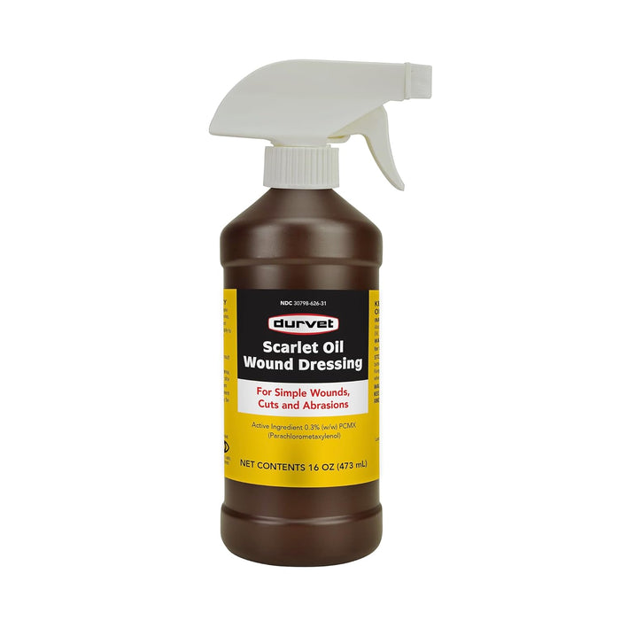 Durvet Scarlet Oil Wound Dressing Spray for Horses Livestock Wound Care 16 oz.