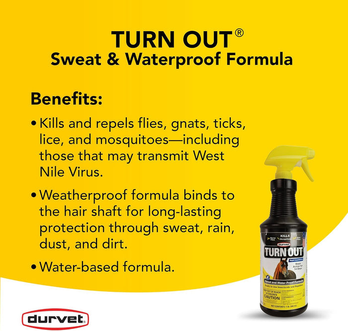 Durvet Turn Out Sweat Insecticide & Fly Repellent Spray 32 oz. for Horses & Dogs