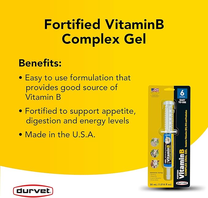 Durvet Vitamin B Complex Oral Gel for Goats Sheep & Calves 30 mL