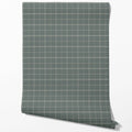 Geometric Plaid Checkered Traditional Wallpaper (Blue-Gray)