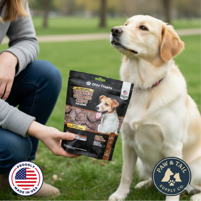 Elite Treats Chicken Gizzard Chips Dog Treats USA Made Training Treats 6 oz.