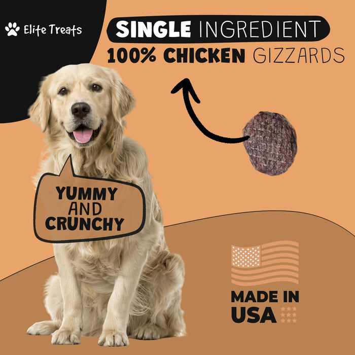 Elite Treats Chicken Gizzard Chips Dog Treats USA Made Training Treats 6 oz.