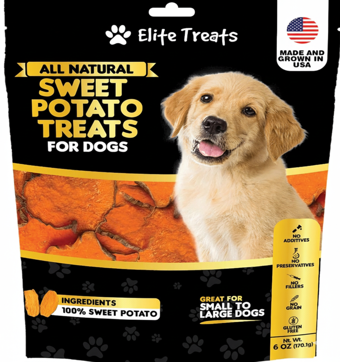 Elite Treats Sweet Potato Dog Treats USA Made Grain-Free 6 oz.