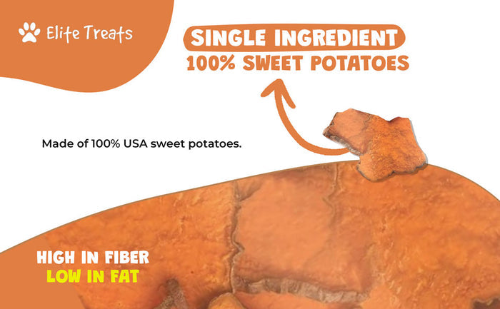 Elite Treats Sweet Potato Dog Treats USA Made Grain-Free 6 oz.