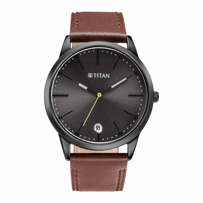 Elmnt Anthracite Dial Leather Strap Watch