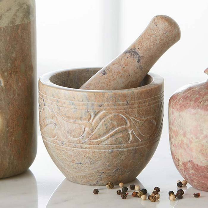 Etched Gorara Mortar & Pestle