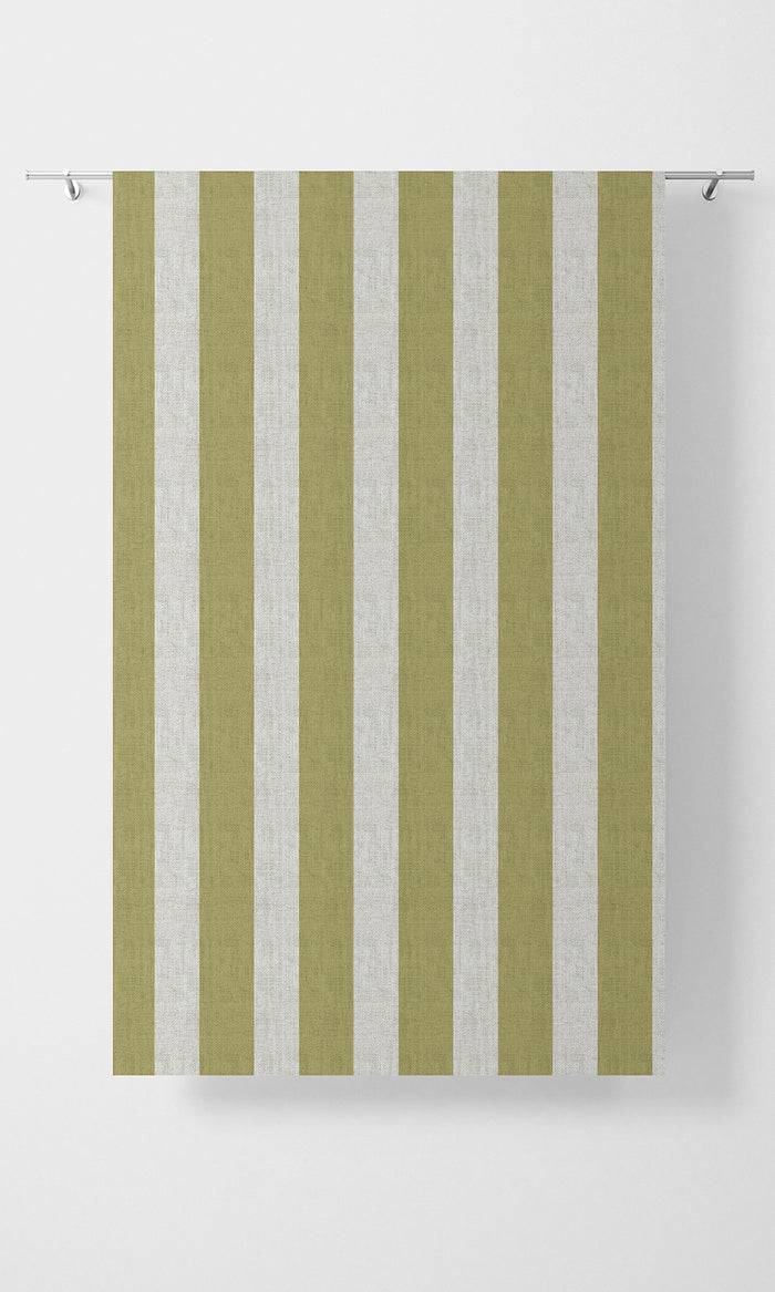 Striped Pinch Pleat, Rod Pocket, Eyelet Curtains (Chartreuse Green/ White)