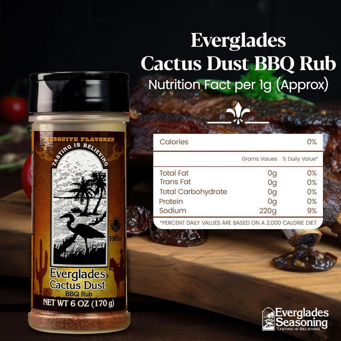 Everglades Cactus Dust BBQ Rub 6 oz. Mesquite Caramelizing Blend Made in USA