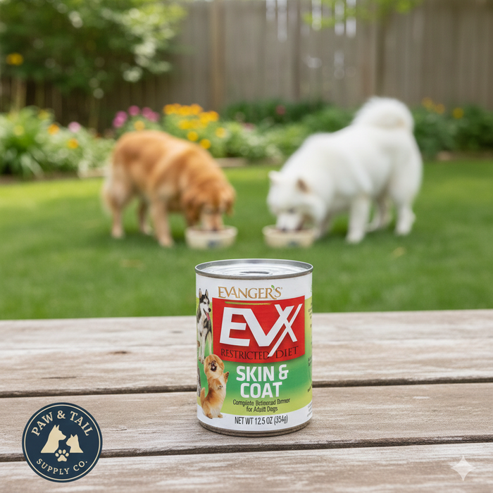EVX Restricted Diet Skin & Coat Dog Food 12.5 oz Omega Fatty Acids & Zinc 12PCK
