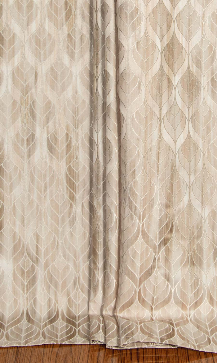 Petal Patterned Curtains (Pale Beige/Brown) Extra Long Short Wide
