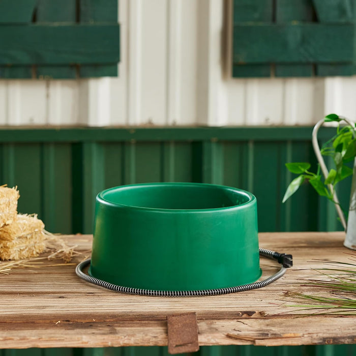Farm Innovators 1.5Gal Heated Pet Bowl Green 60W Anti-Chew Cord Dogs Cats Winter